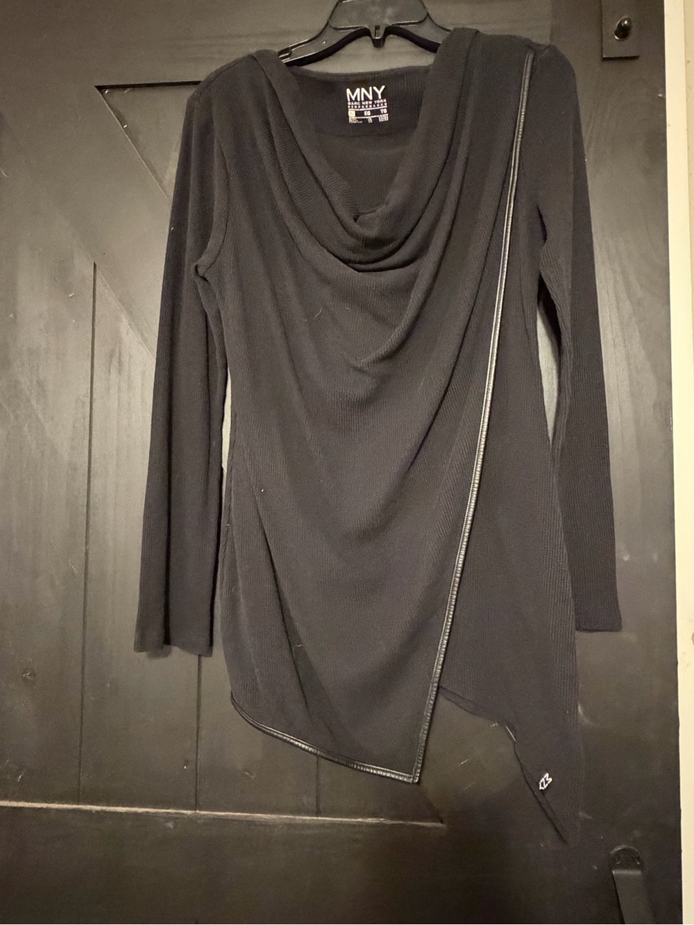 Marc New York Black Asymmetric Drape Neck Sweater